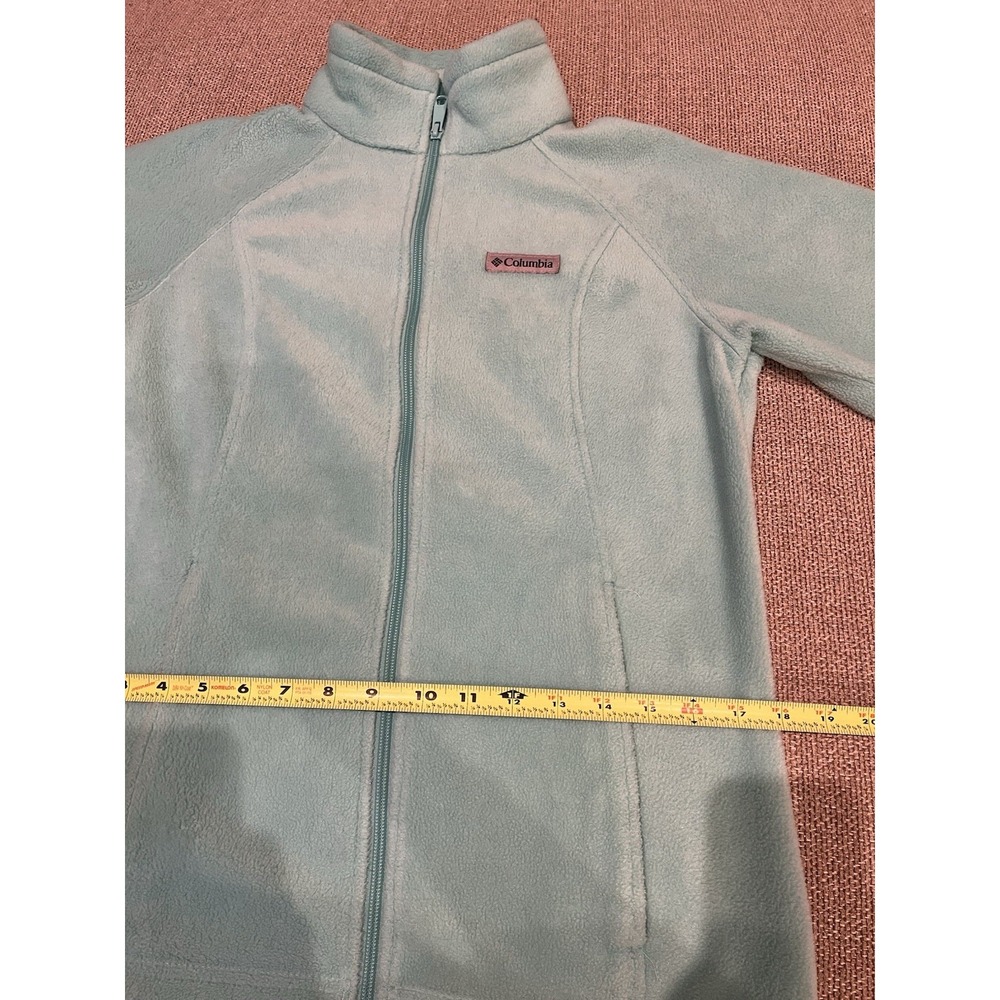 Columbia Women's Light Blue Fleece Full Zip Jacket S Adjustable Drawstring - Picture 9 of 9
